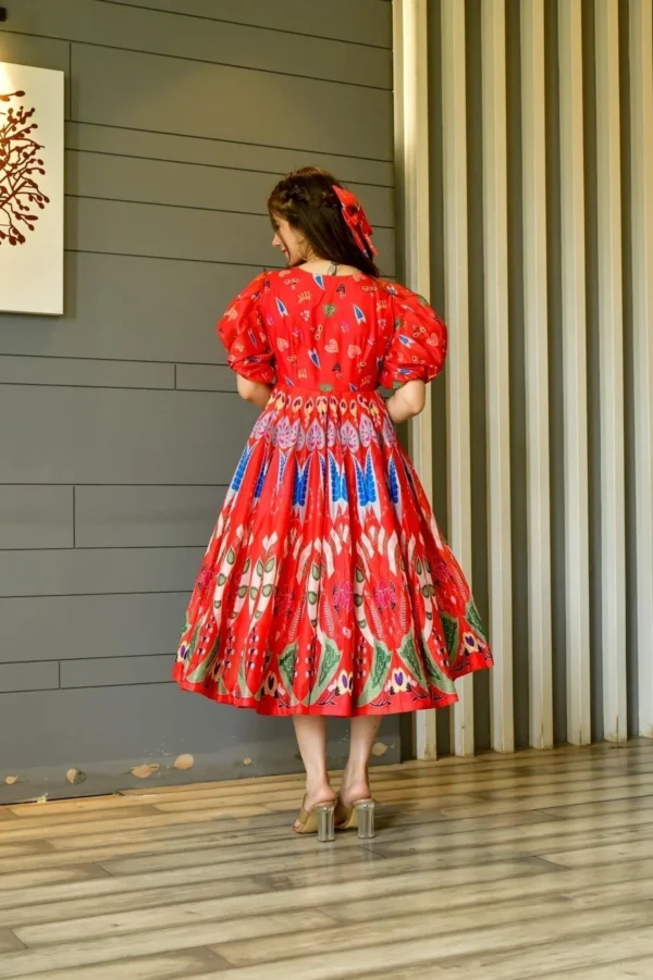 bloom red chanderi dress - Image 3