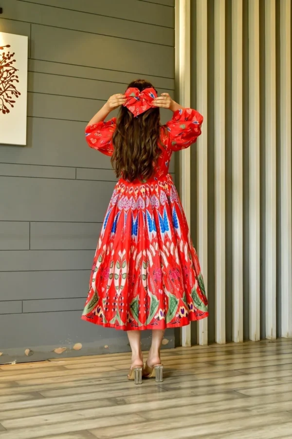 bloom red chanderi dress - Image 4
