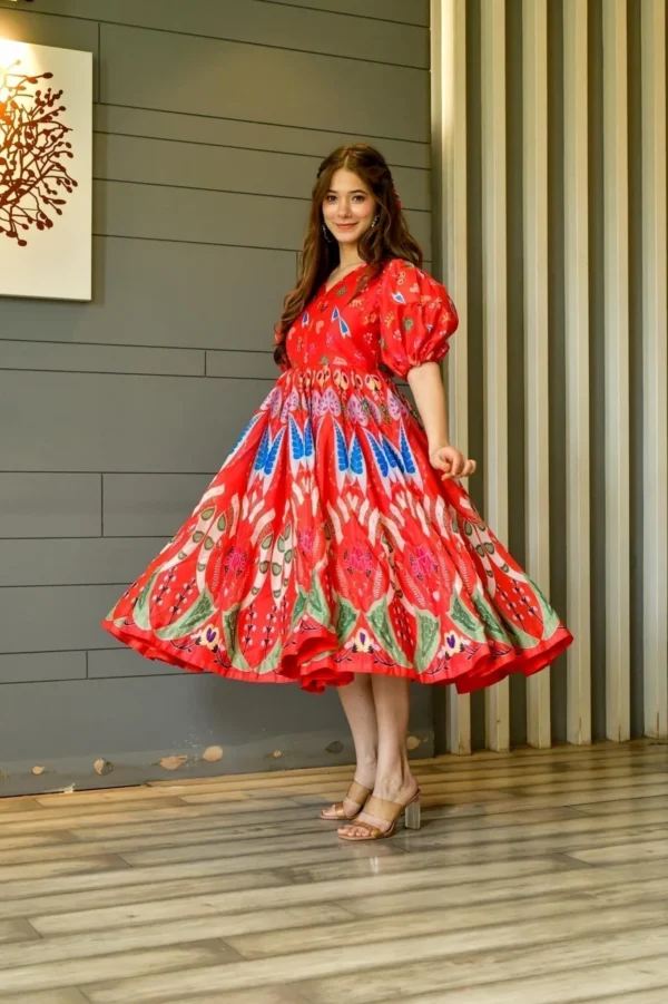 bloom red chanderi dress - Image 5