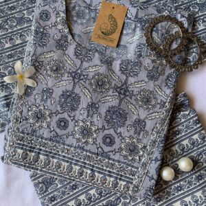 Pastel Grey Cotton Kurta Set - 3 pc
