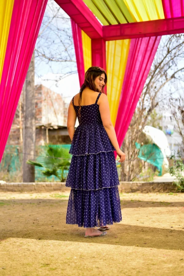 Blue georgette layered dress - Image 2