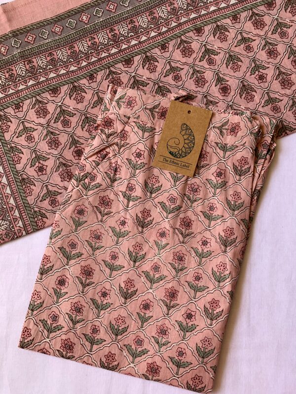Peach Blossom Cotton Kurta Set - 3 pc - M - Image 4