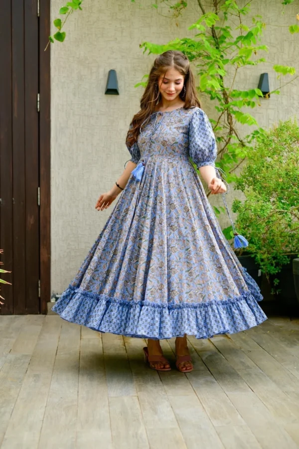Blue heather cotton dress - Image 2