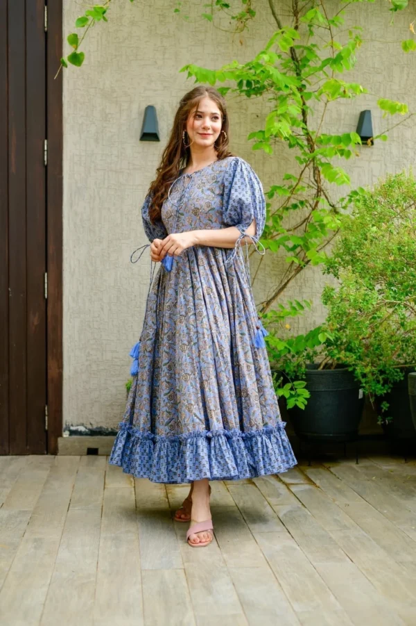 Blue heather cotton dress - Image 3