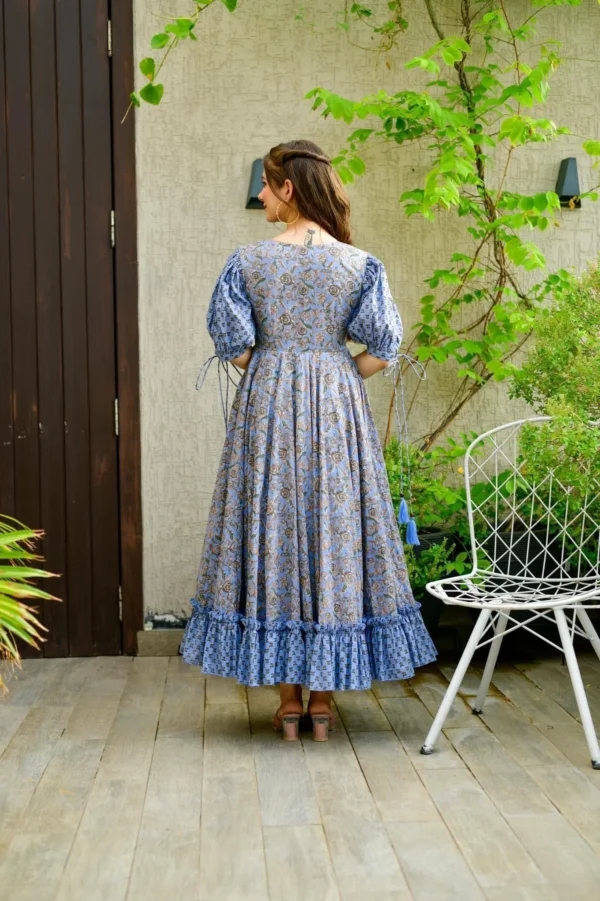 Blue heather cotton dress - Image 4