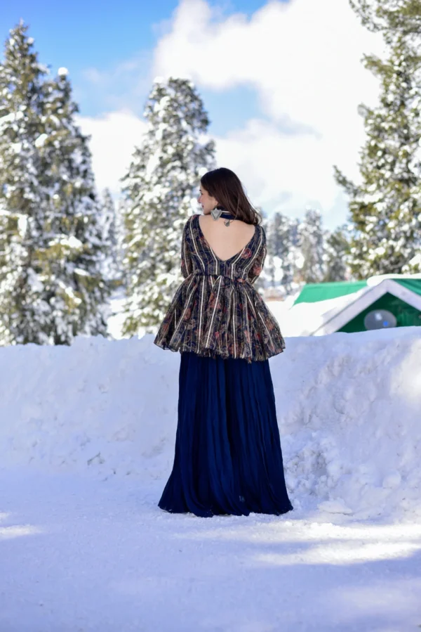 blue gottapatti georgette kurta sharara set - Image 3