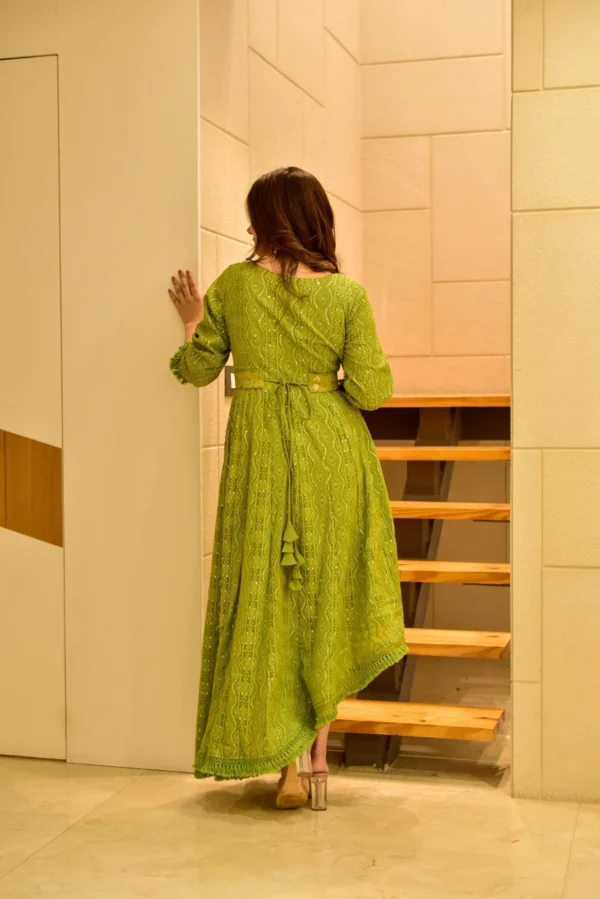 blush green embroidered dress - Image 3