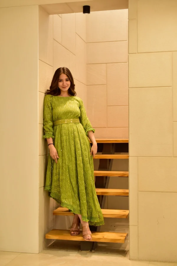 blush green embroidered dress - Image 5