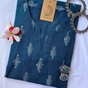 Blue Handcrafted Ikat Cotton Kurta