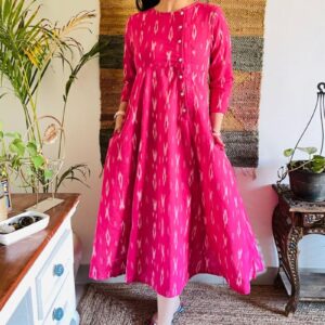 BOUGAINVILLEA IKAT ANGRAKHA DRESS