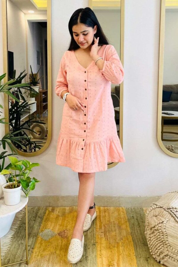 BLUSH SCHIFFLI SHIRT DRESS - Image 4