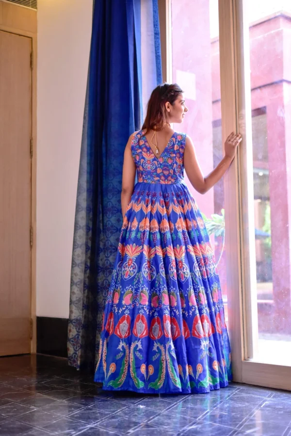 damini blue chanderi maxi - Image 2