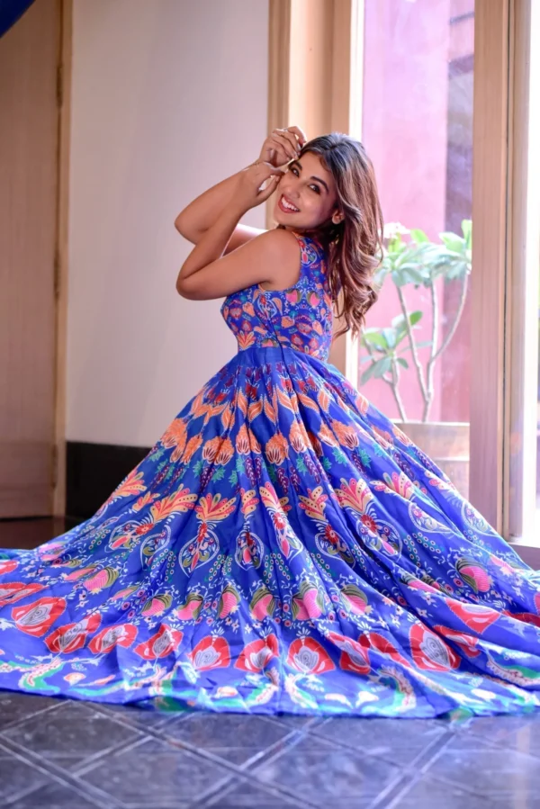 damini blue chanderi maxi - Image 3