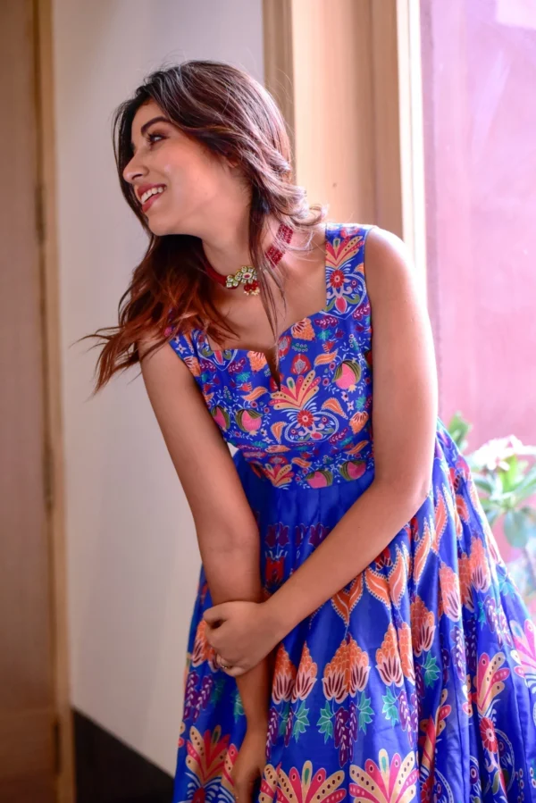 damini blue chanderi maxi - Image 4