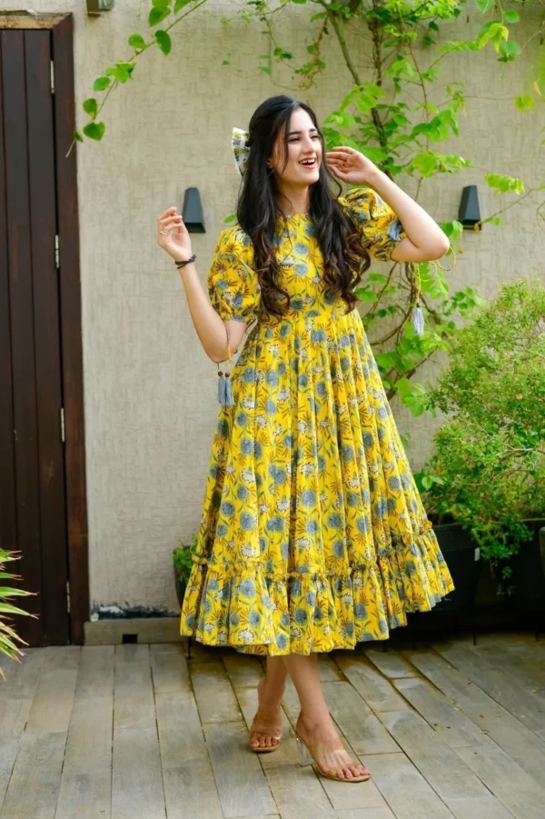 daisy yellow cotton dress - Image 3