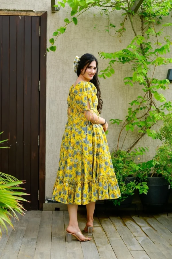 daisy yellow cotton dress - Image 4