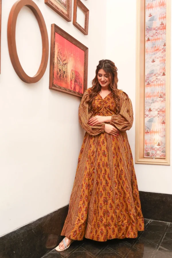 Dalia mustard cotton dress - Image 4