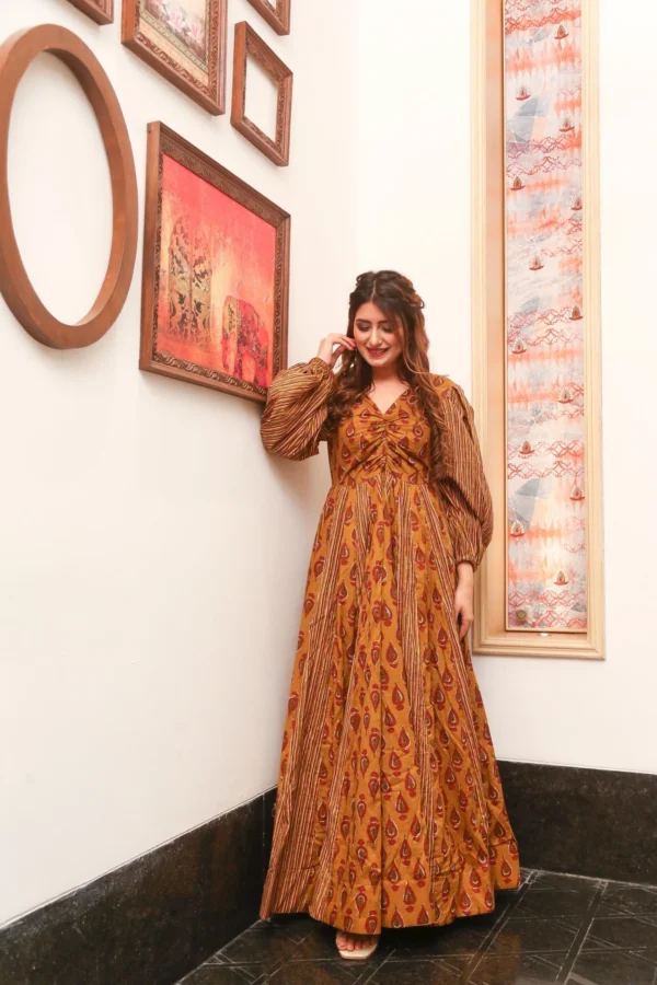 Dalia mustard cotton dress - Image 5