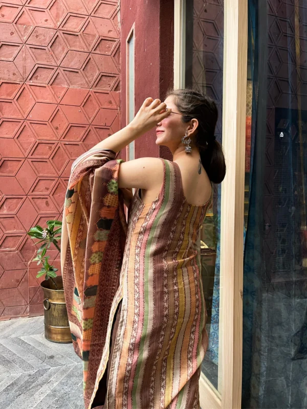daisy brown chanderi suit set - Image 3