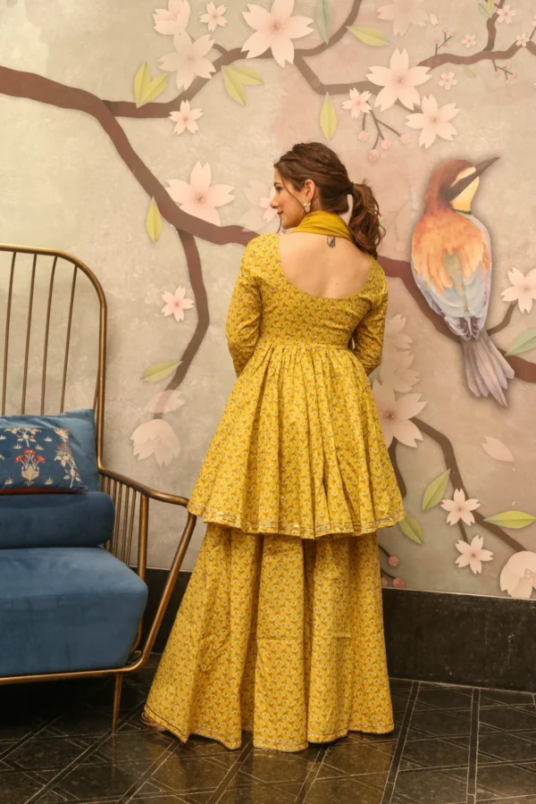 Della yellow kurta sharara set - Image 4