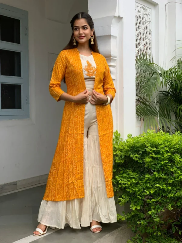 KesariyaVanity Exotic Cotton Lurex Crop Top & Sharara Suit with Jacket - DEAL OF TODAY - Image 2