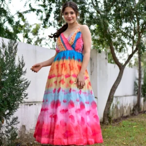 flamingo pink chanderi dress