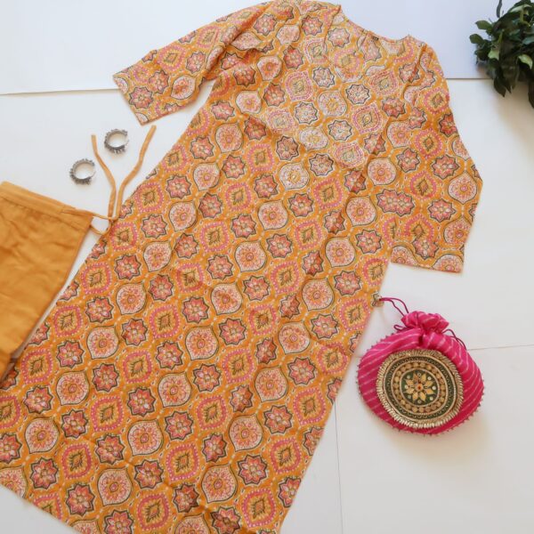 KesariyaVanity Elegant Mustard Pittan Work Suit - DEAL - Image 2