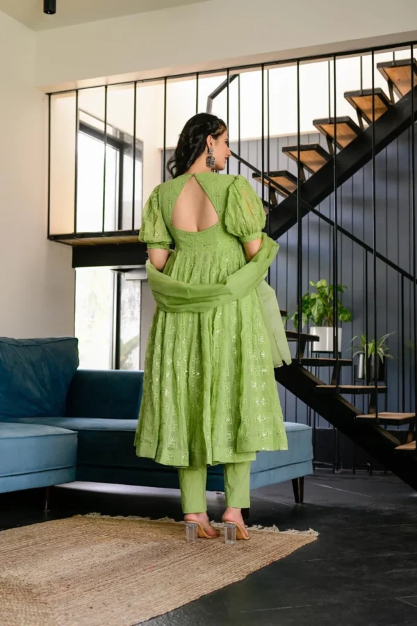 Falguni green georgette suit set - Image 4