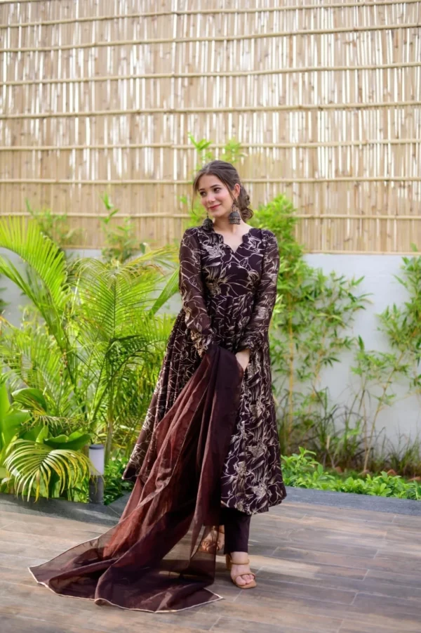 brown organza shimmer suit set - Image 2