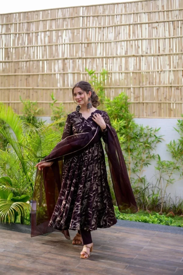 brown organza shimmer suit set - Image 5