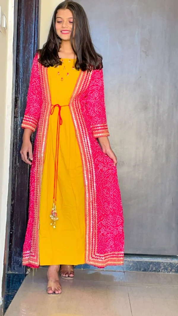 KesariyaVanity Must Have Festive Ready Bandhej Gown Suit - DEAL - Image 2