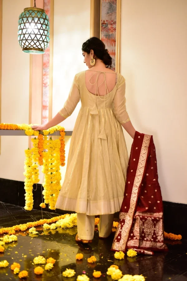 glory beige chanderi suit set - Image 4