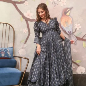 gazelle grey muslin kurta palazzo set
