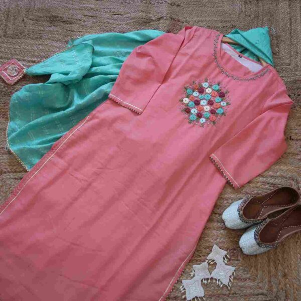 French Pink & Turquoise Romance Suit (3 piece) - Image 2