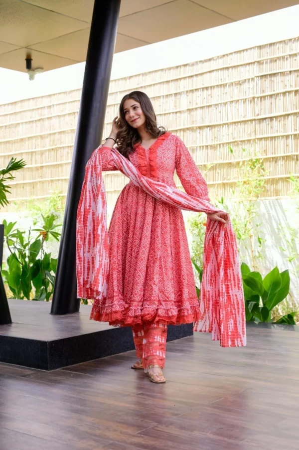 graceful peach cotton suit set - Image 2