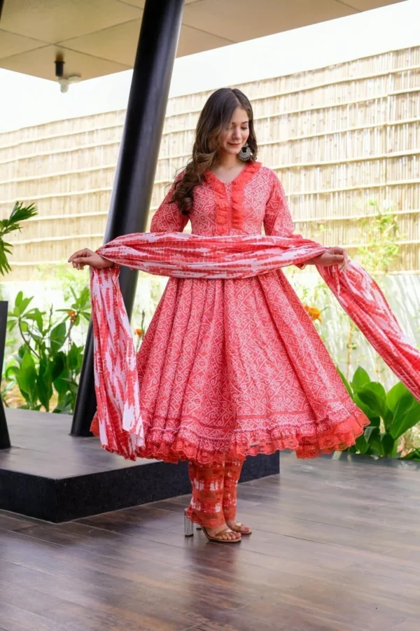 graceful peach cotton suit set - Image 3