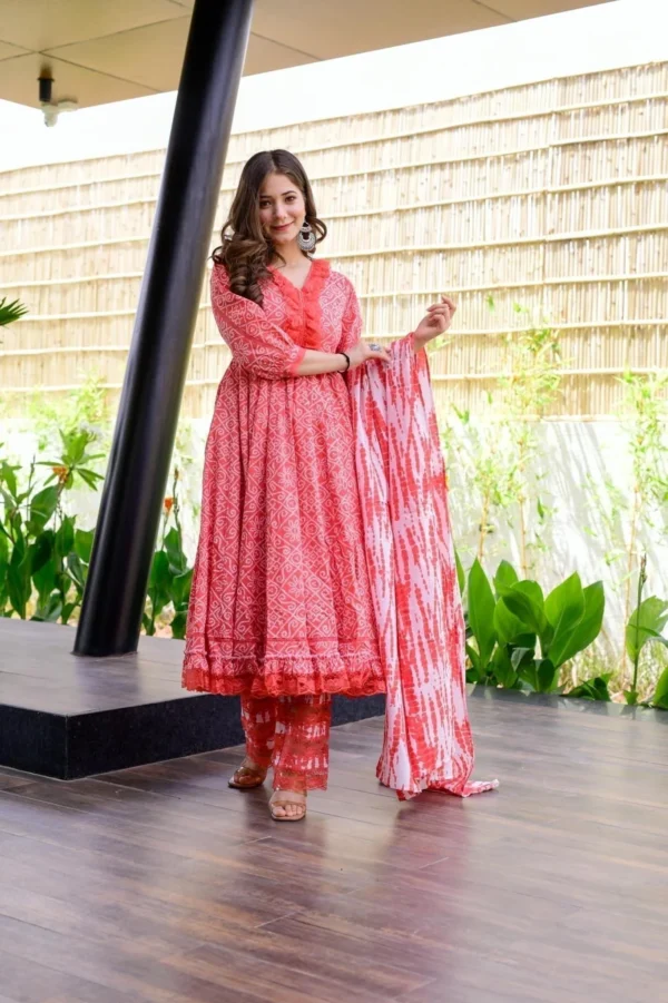 graceful peach cotton suit set - Image 4