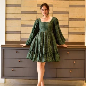 green anchal muslin dress