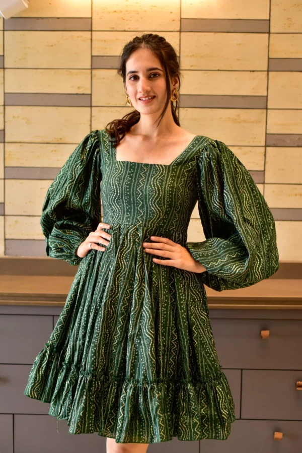 green anchal muslin dress - Image 2