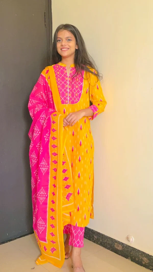 KesariyaVanity Elegant Ikkat Cotton Suit Set - DEAL - Image 4