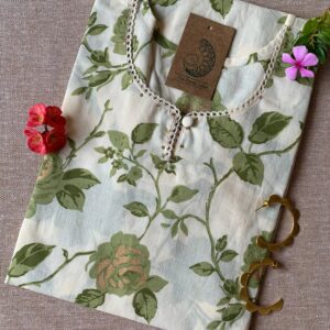 Cream Mehendi "Gold" Cotton Kurta