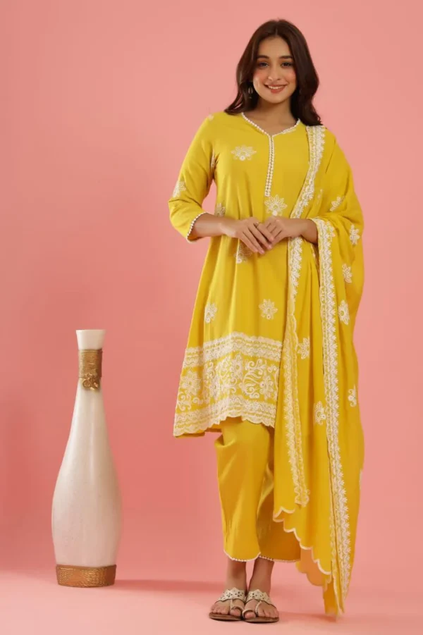 KesariyaVanity Sunshine Yellow Handwork Suit Set - DEAL - Image 2