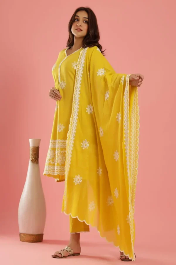 KesariyaVanity Sunshine Yellow Handwork Suit Set - DEAL - Image 3