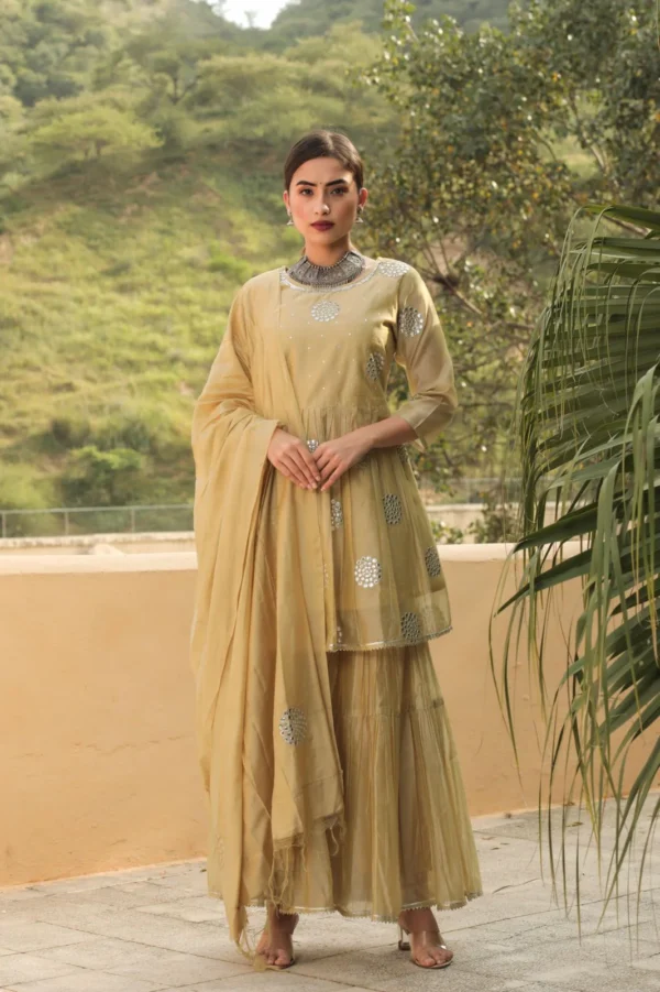 KesariyaVanity Designer Mirror Olive Festive Suit Set - DEAL - Image 2