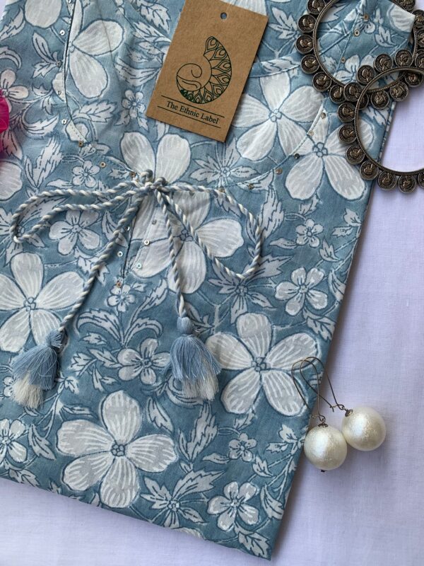 Grey "Lilly" Tassel Cotton Kurta - Image 3