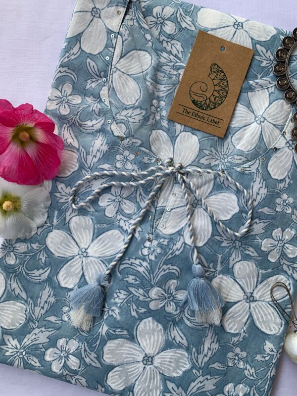 Grey "Lilly" Tassel Cotton Kurta - Image 2