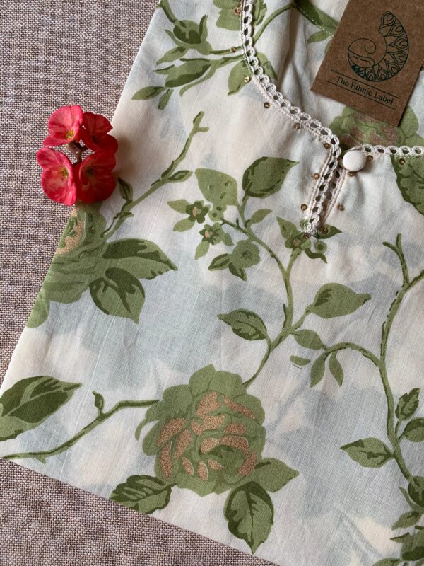 Cream Mehendi "Gold" Cotton Kurta - Image 3