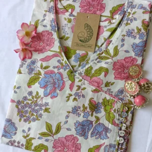 "Bageecha" Multi Floral Angrakha Cotton Kurta