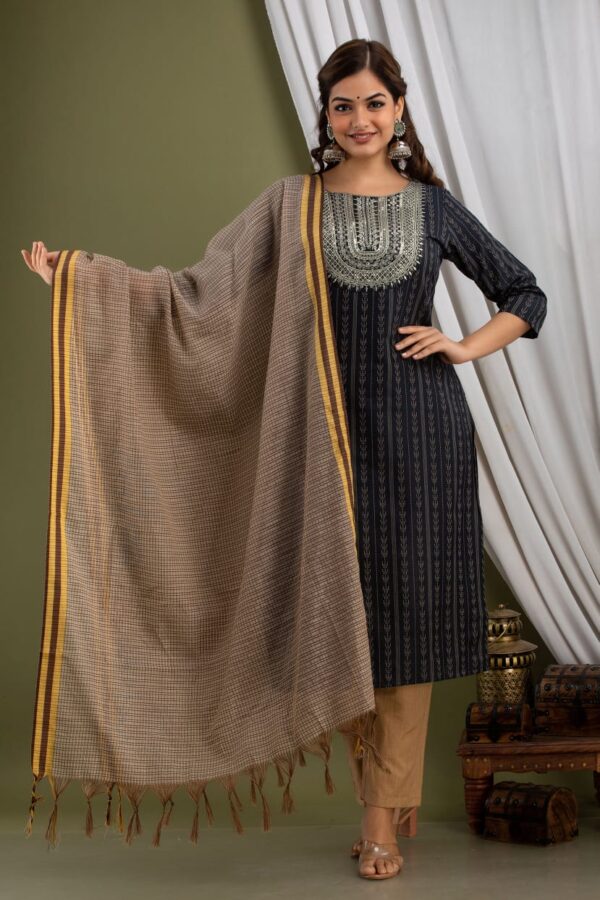 Handwoven cotton Sequin Suit : Black - Image 3
