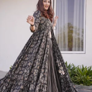 grey croptop palazzo with floral shrug set